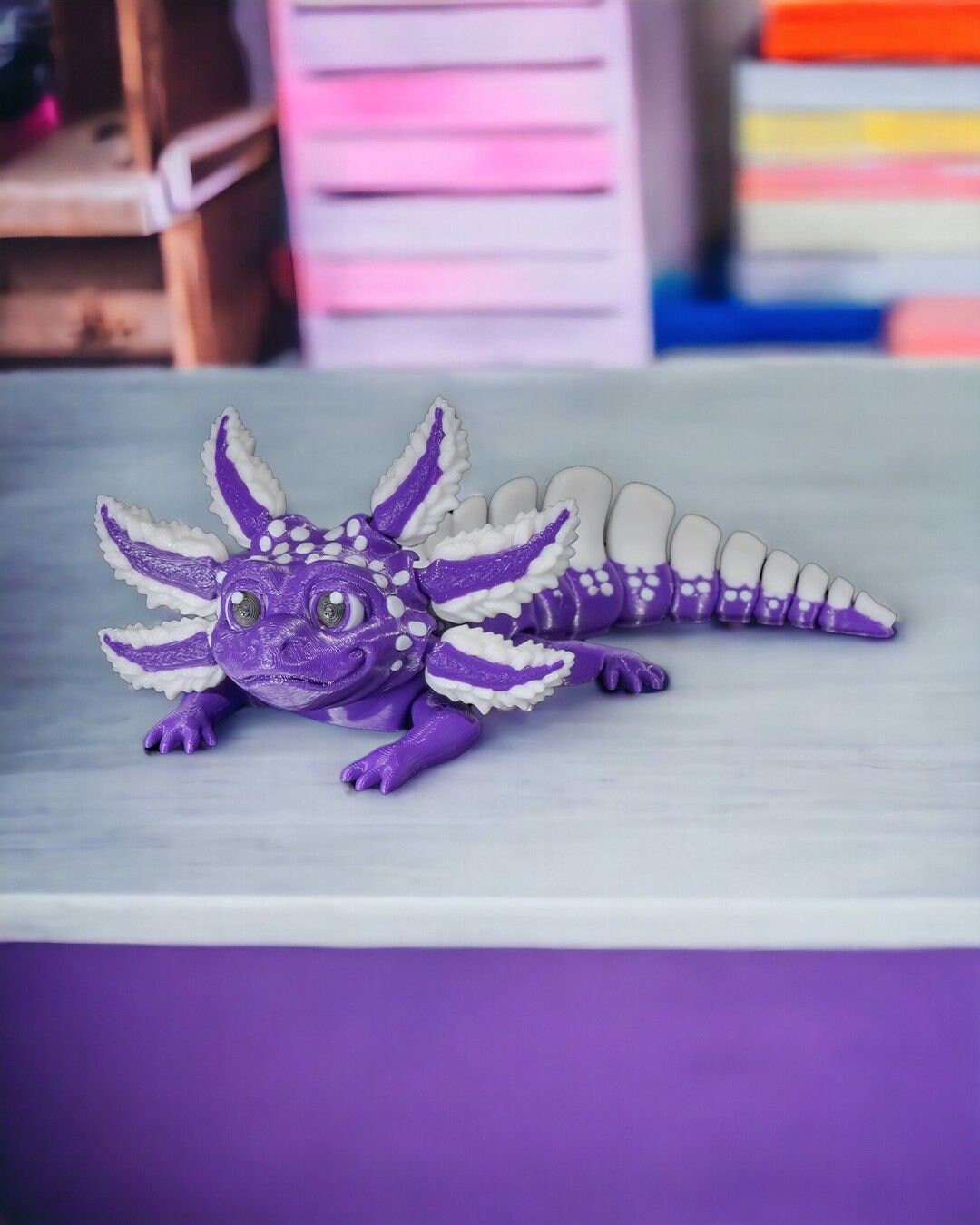 Berry Tart 3D Printed Axolotl Toy: Articulated Fidget Sensory Figurine