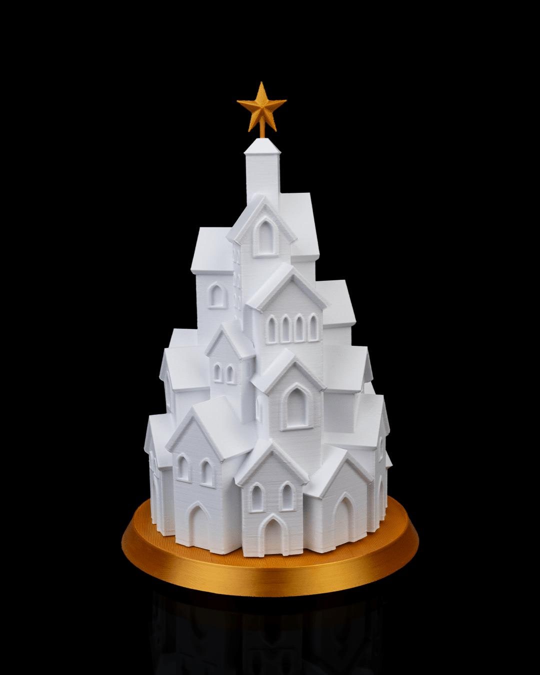 Winter Village Christmas LED Tree Lamp with Warm Candle Glow