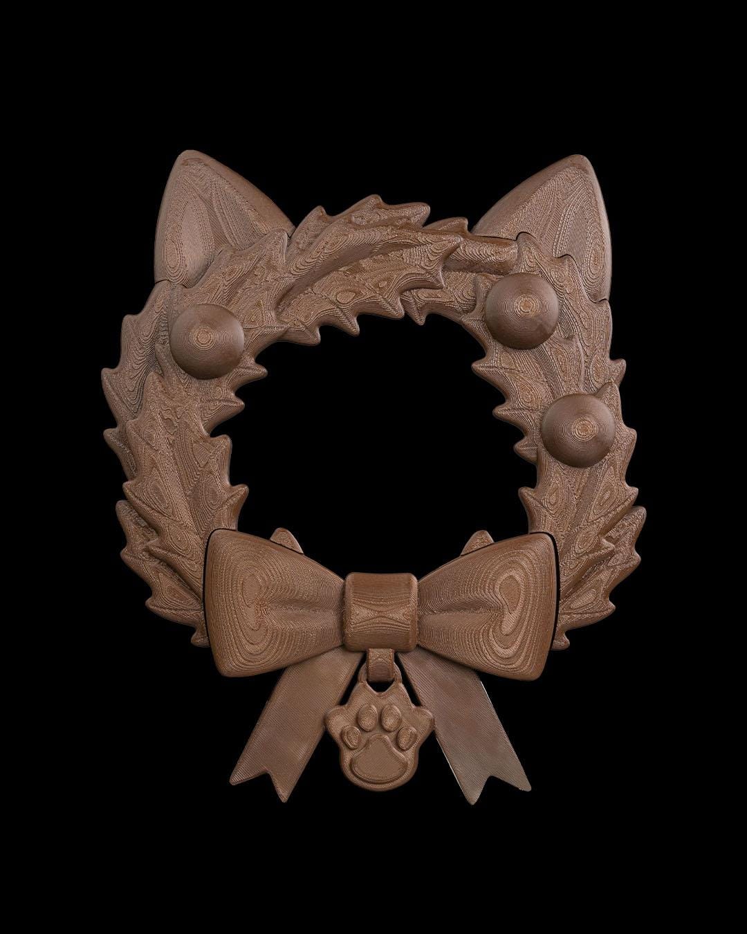 Santa Paws Cat - Vibrant 3D Printed Christmas Wreath Collection