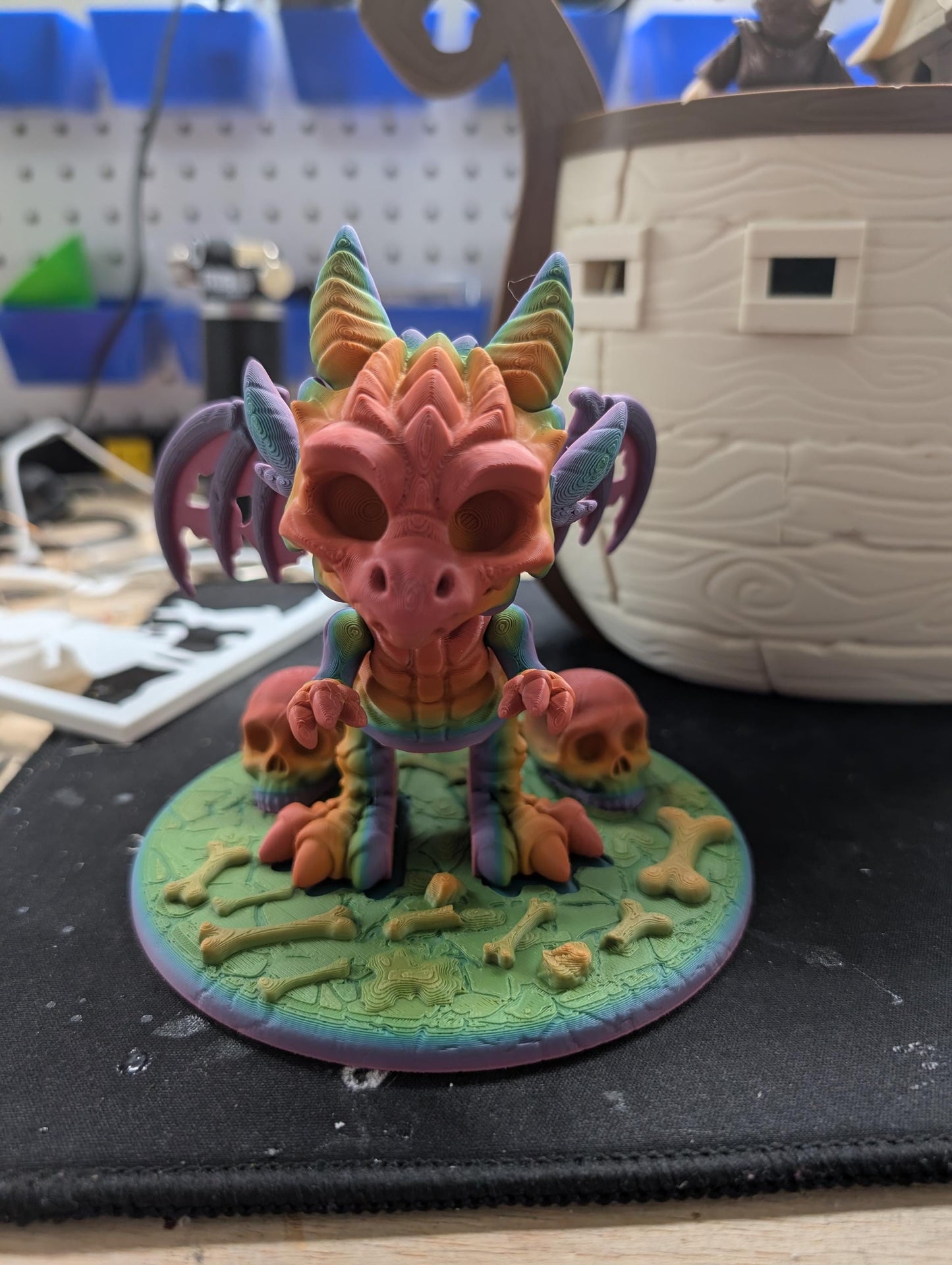 Undead Dragon Figurine, Creepy Cute 3D Printed Collectible, Gothic Shelf Decor, Gift for Dragon Lovers