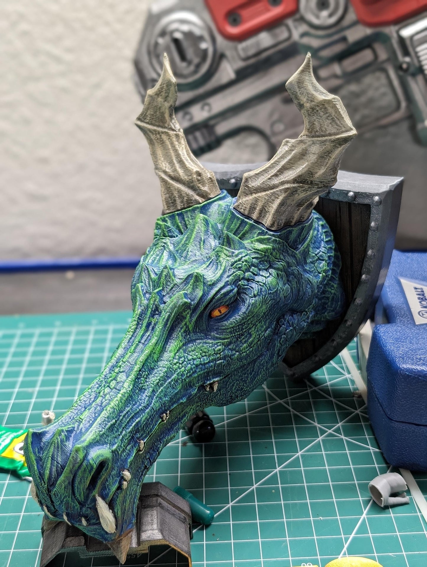 Wyvern Dragon Head Trophy - Exquisite 3D Printed Fantasy Decor - Ready to Paint