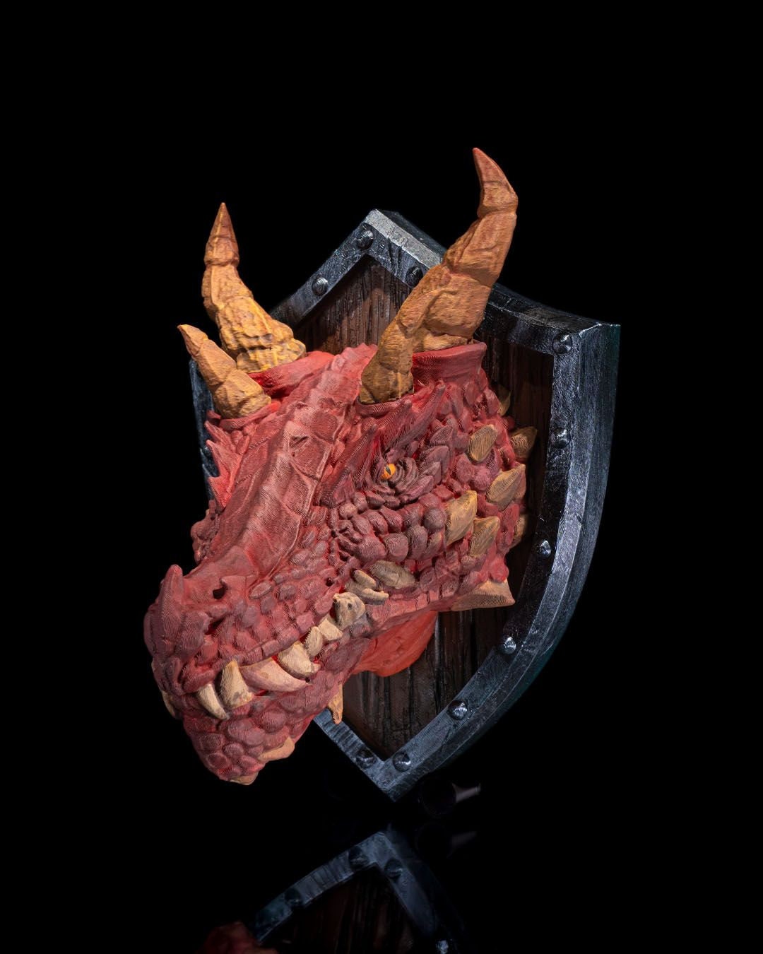 Fantasy Dragon Head Trophy - Exquisite 3D Printed Fantasy Decor - Ready to Paint