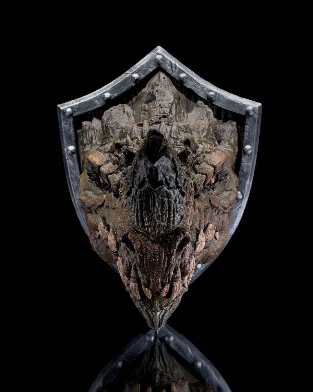 Ancient Dragon Head Trophy - Exquisite 3D Printed Fantasy Decor - Ready to Paint