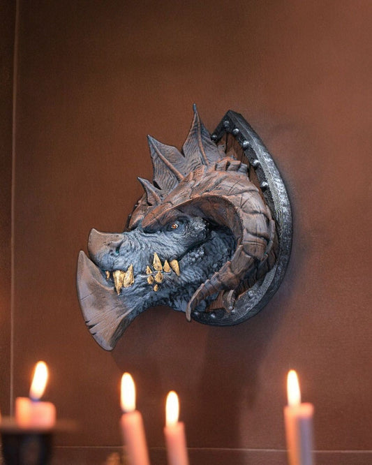 Titan Dragon Head Trophy - Exquisite 3D Printed Fantasy Decor - Ready to Paint