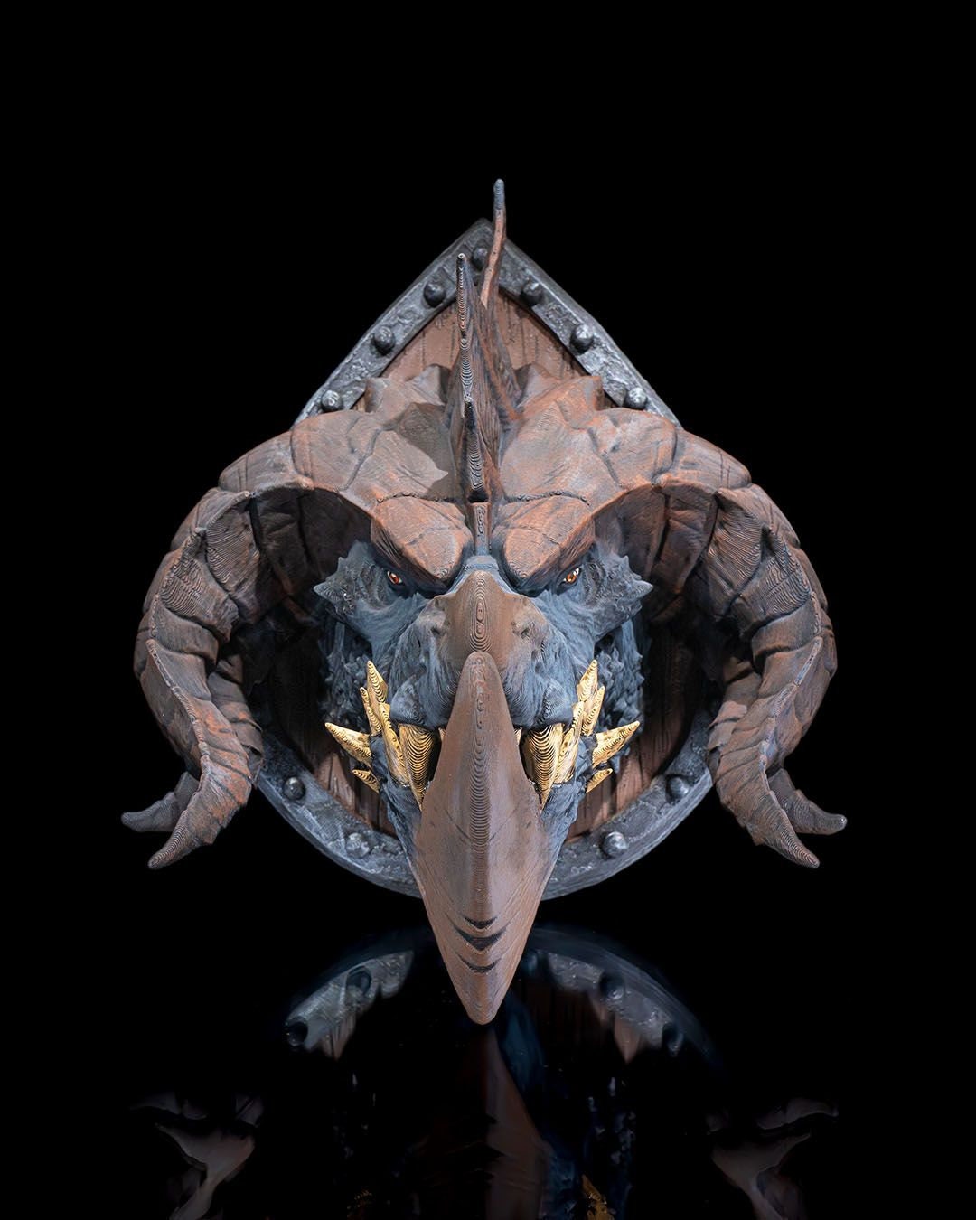 Titan Dragon Head Trophy - Exquisite 3D Printed Fantasy Decor - Ready to Paint