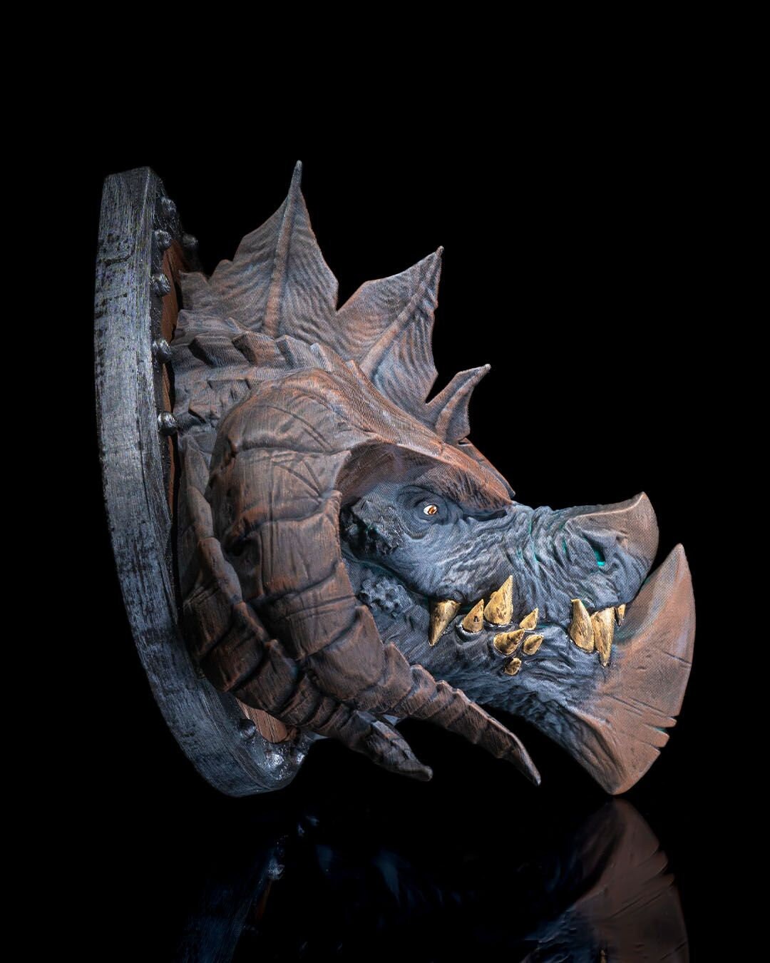 Titan Dragon Head Trophy - Exquisite 3D Printed Fantasy Decor - Ready to Paint