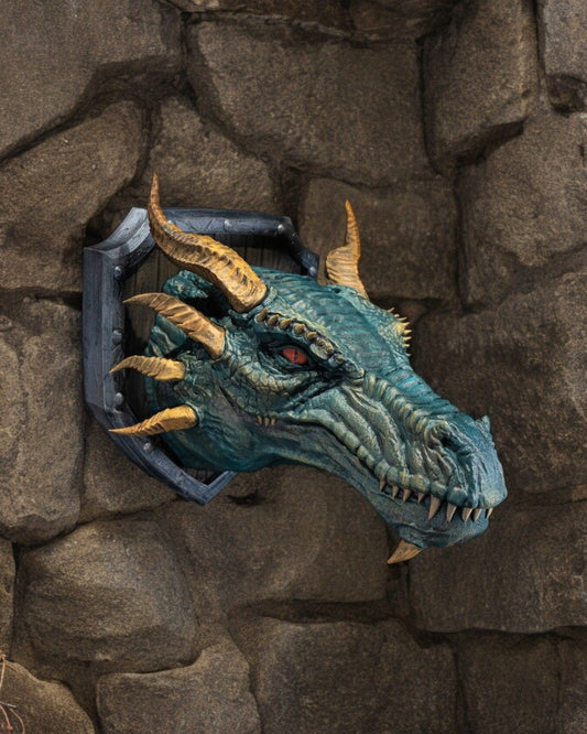 Western Dragon Head Trophy Wall Mount- 3D Printed, Ready to Paint
