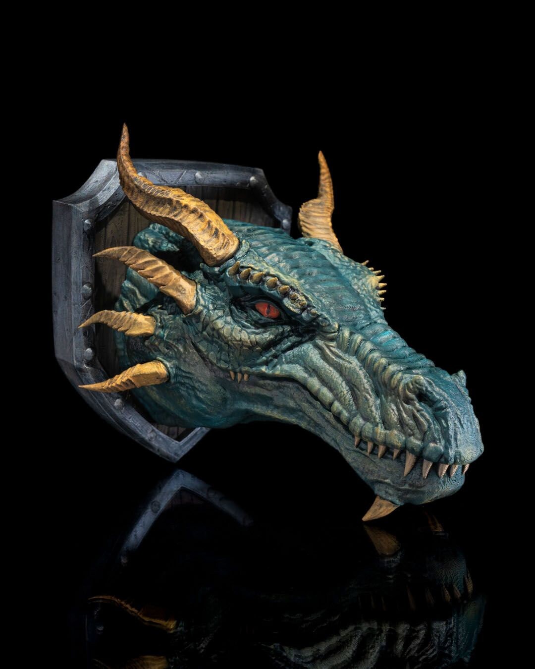 Western Dragon Head Trophy Wall Mount- 3D Printed, Ready to Paint