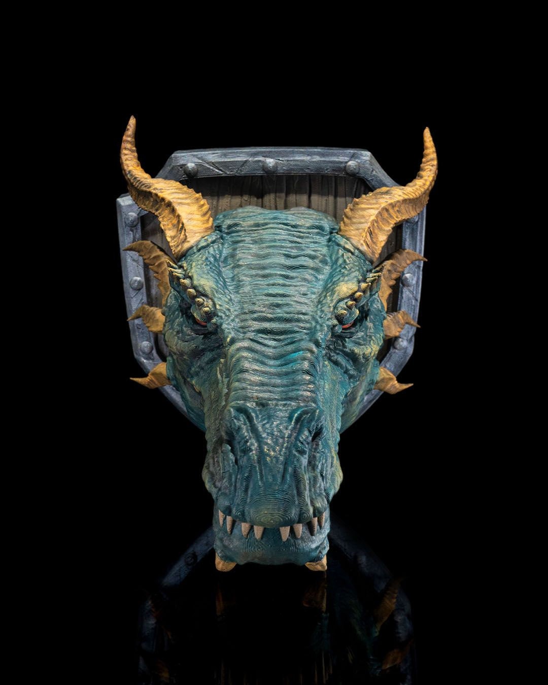 Western Dragon Head Trophy Wall Mount- 3D Printed, Ready to Paint