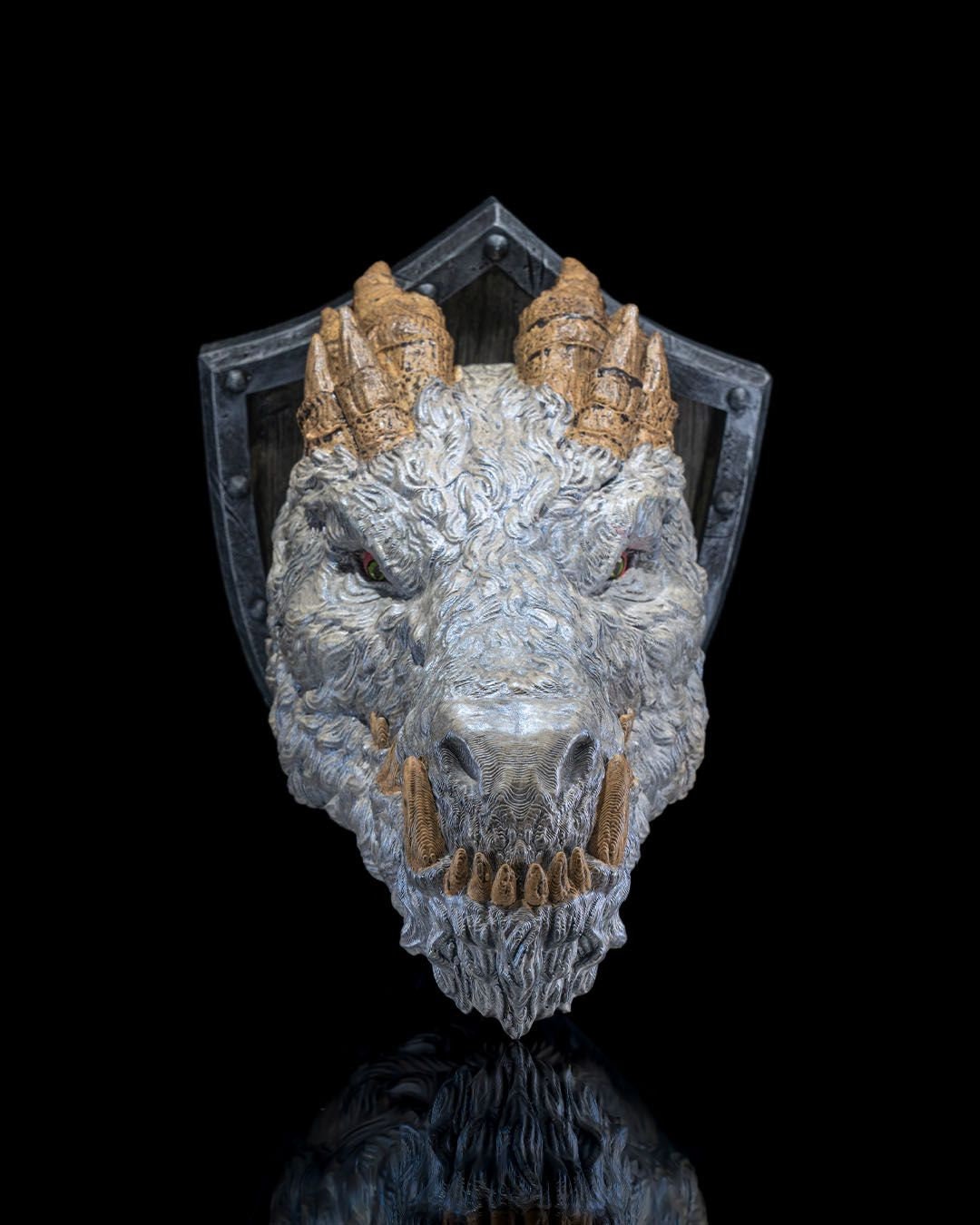Polar Dragon Head Trophy - Exquisite 3D Printed Fantasy Decor - Ready to Paint