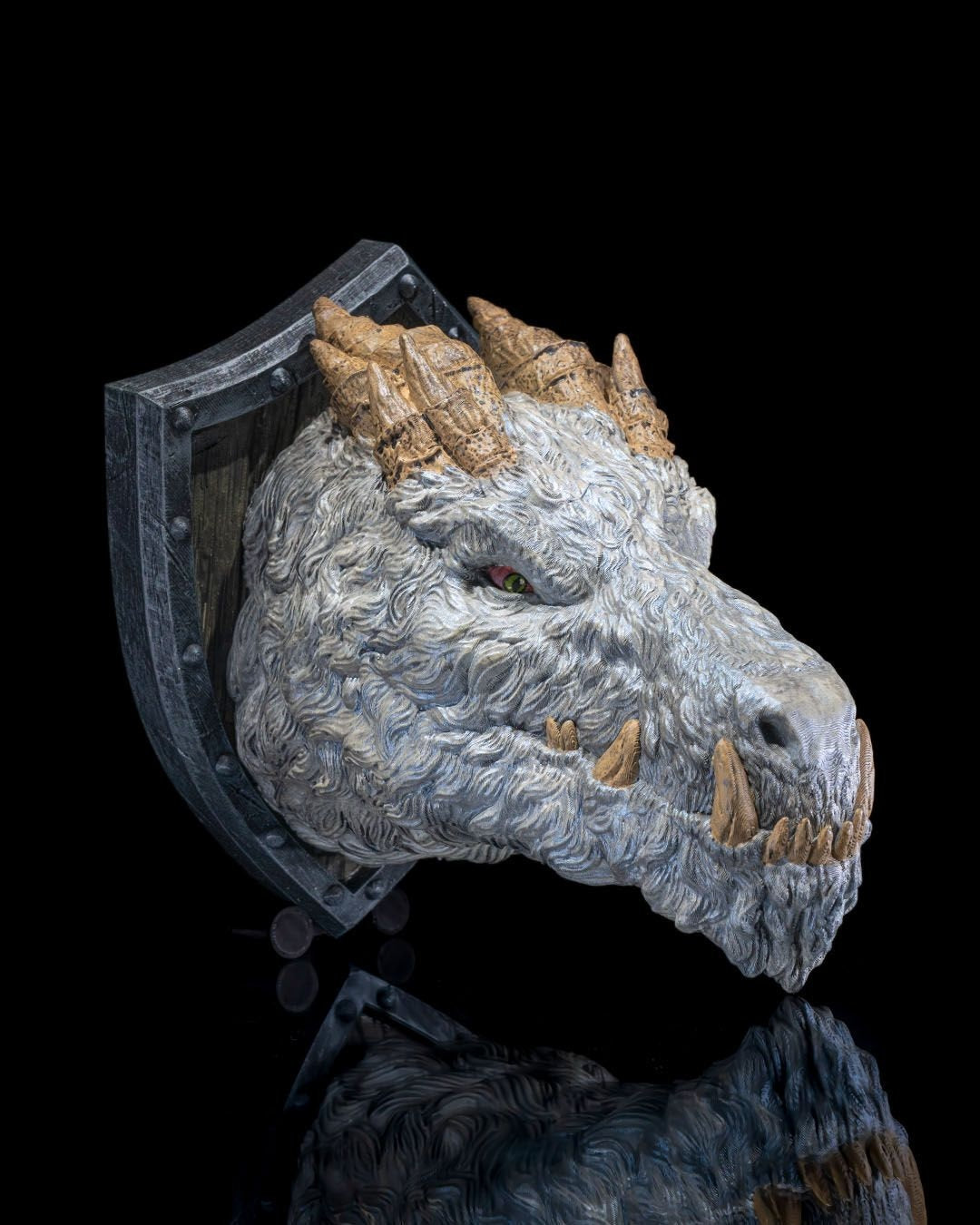 Polar Dragon Head Trophy - Exquisite 3D Printed Fantasy Decor - Ready to Paint