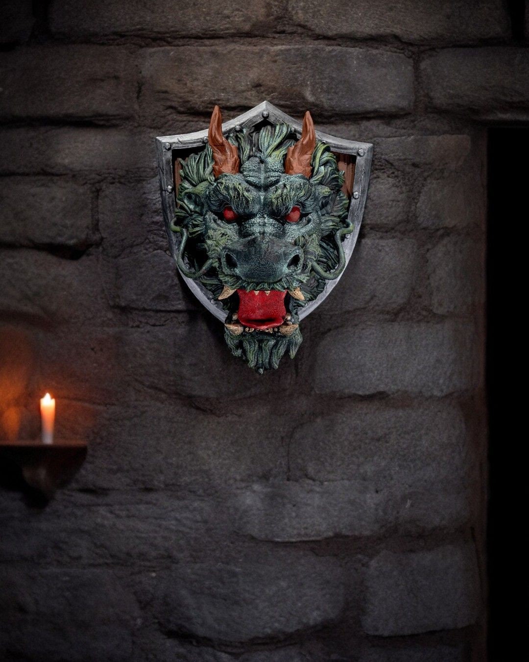 Chinese Dragon Head Trophy - Exquisite 3D Printed Fantasy Decor - Ready to Paint