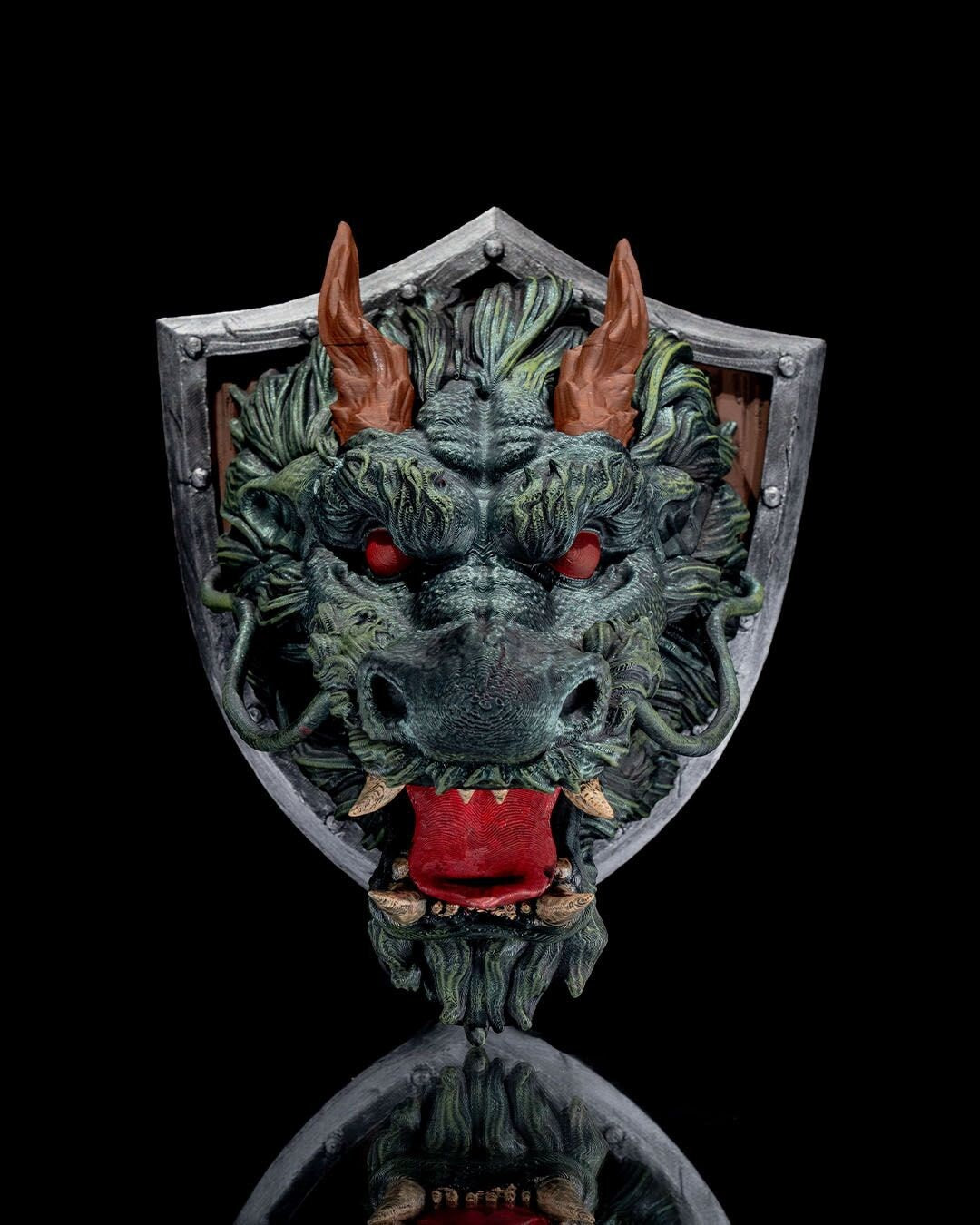 Chinese Dragon Head Trophy - Exquisite 3D Printed Fantasy Decor - Ready to Paint