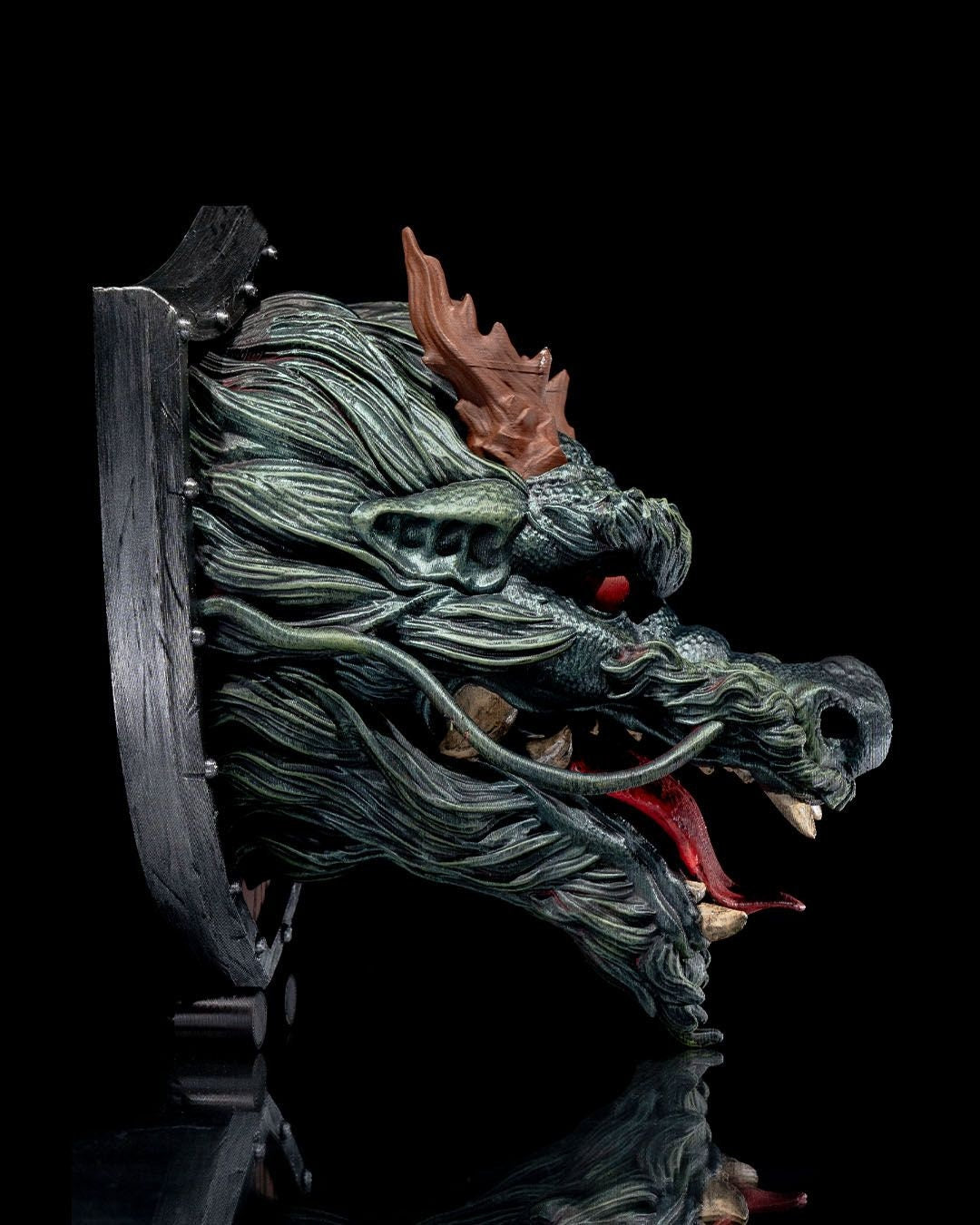 Chinese Dragon Head Trophy - Exquisite 3D Printed Fantasy Decor - Ready to Paint