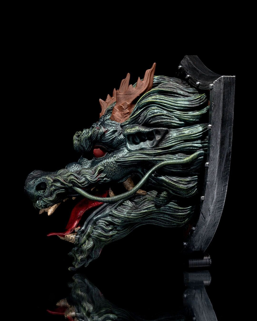 Chinese Dragon Head Trophy - Exquisite 3D Printed Fantasy Decor - Ready to Paint