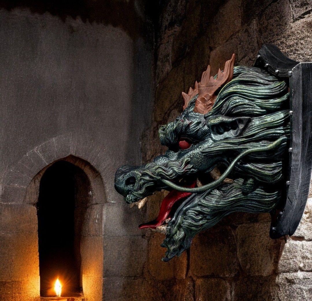 Chinese Dragon Head Trophy - Exquisite 3D Printed Fantasy Decor - Ready to Paint