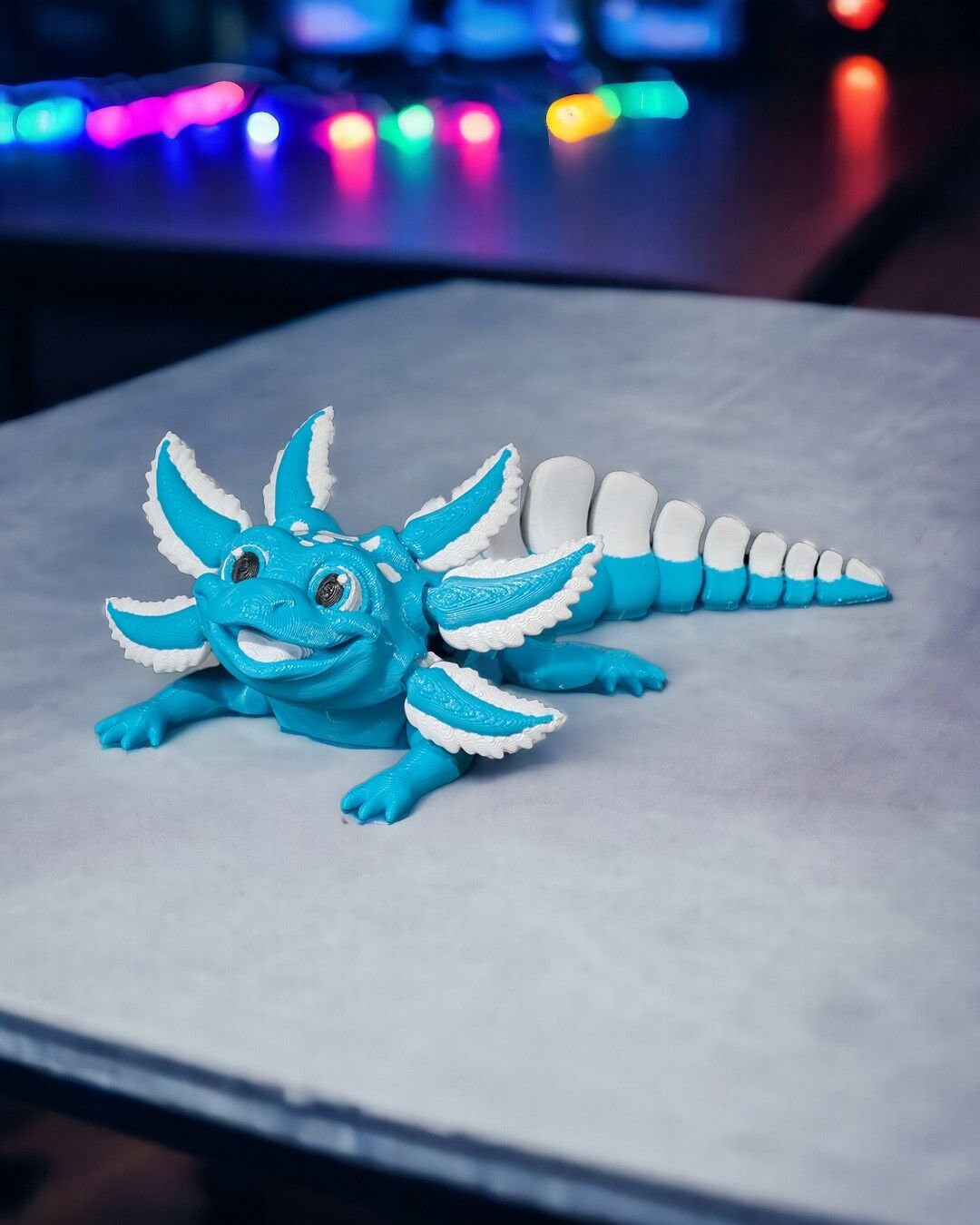 Blue Ice Pop 3D Printed Blue Axolotl Toy: Articulated Sensory Fidget