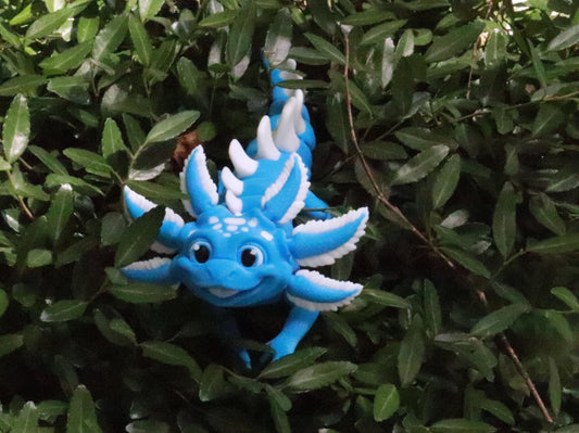 Blue Ice Pop 3D Printed Blue Axolotl Toy: Articulated Sensory Fidget