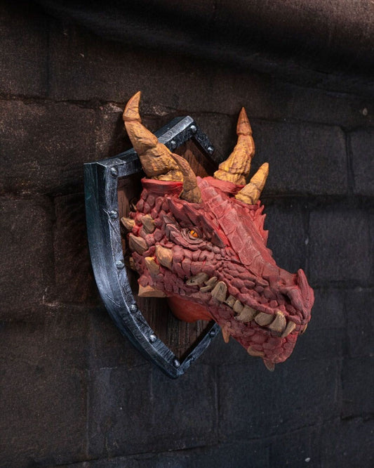 Fantasy Dragon Head Trophy - Exquisite 3D Printed Fantasy Decor - Ready to Paint