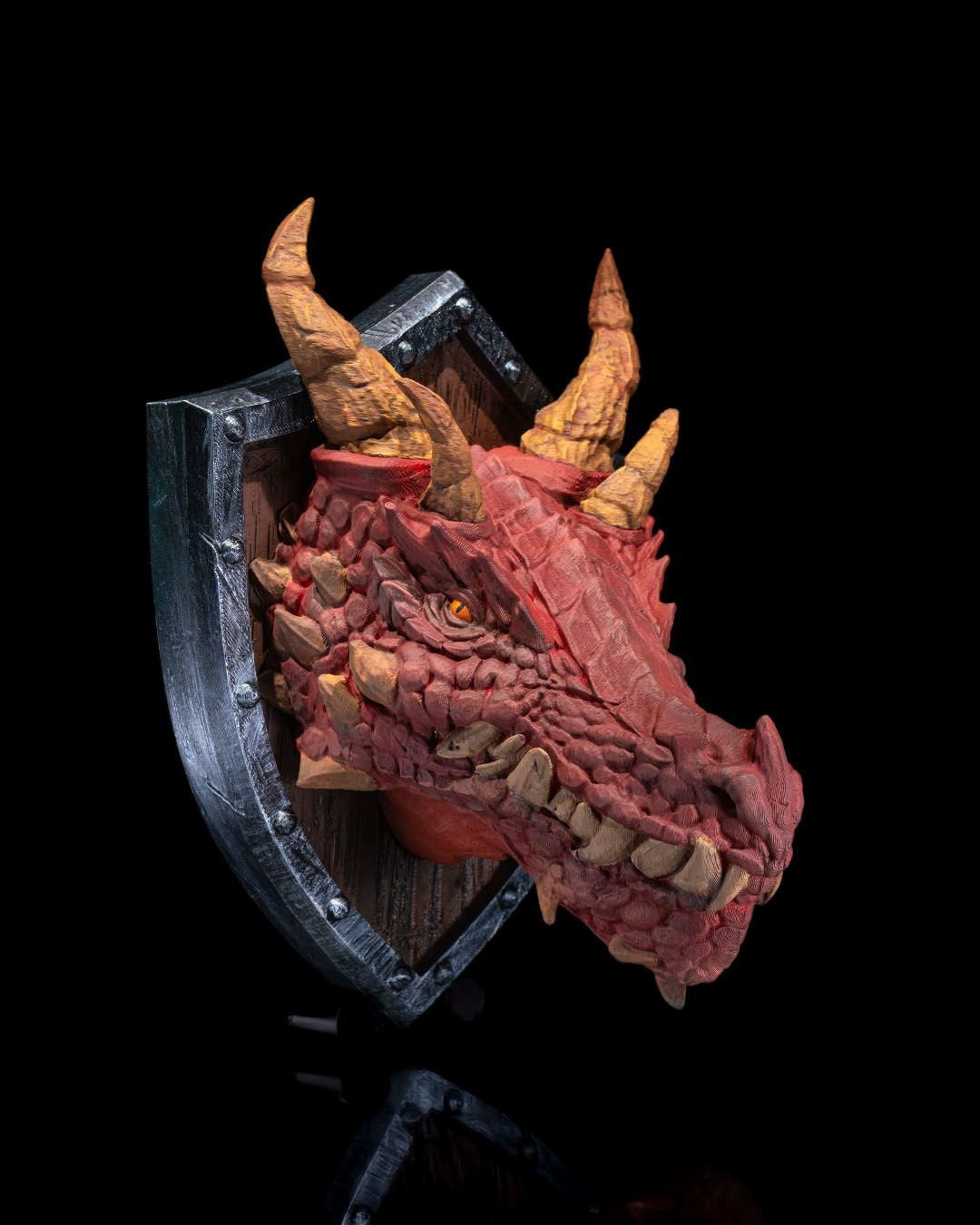 Fantasy Dragon Head Trophy - Exquisite 3D Printed Fantasy Decor - Ready to Paint