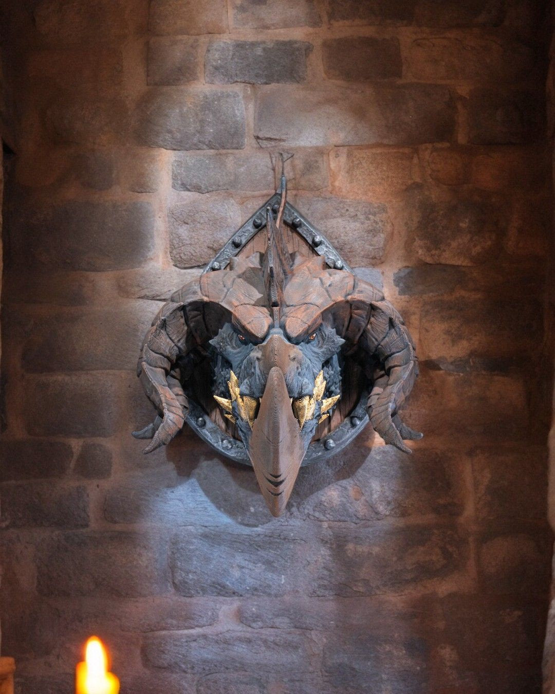 Titan Dragon Head Trophy - Exquisite 3D Printed Fantasy Decor - Ready to Paint