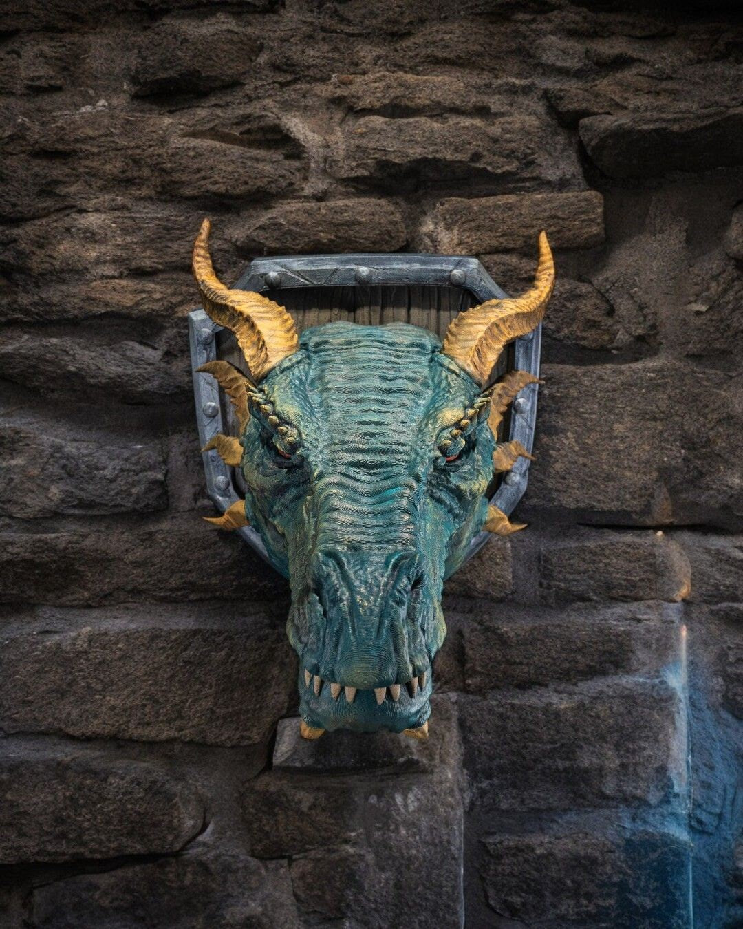 Western Dragon Head Trophy Wall Mount- 3D Printed, Ready to Paint