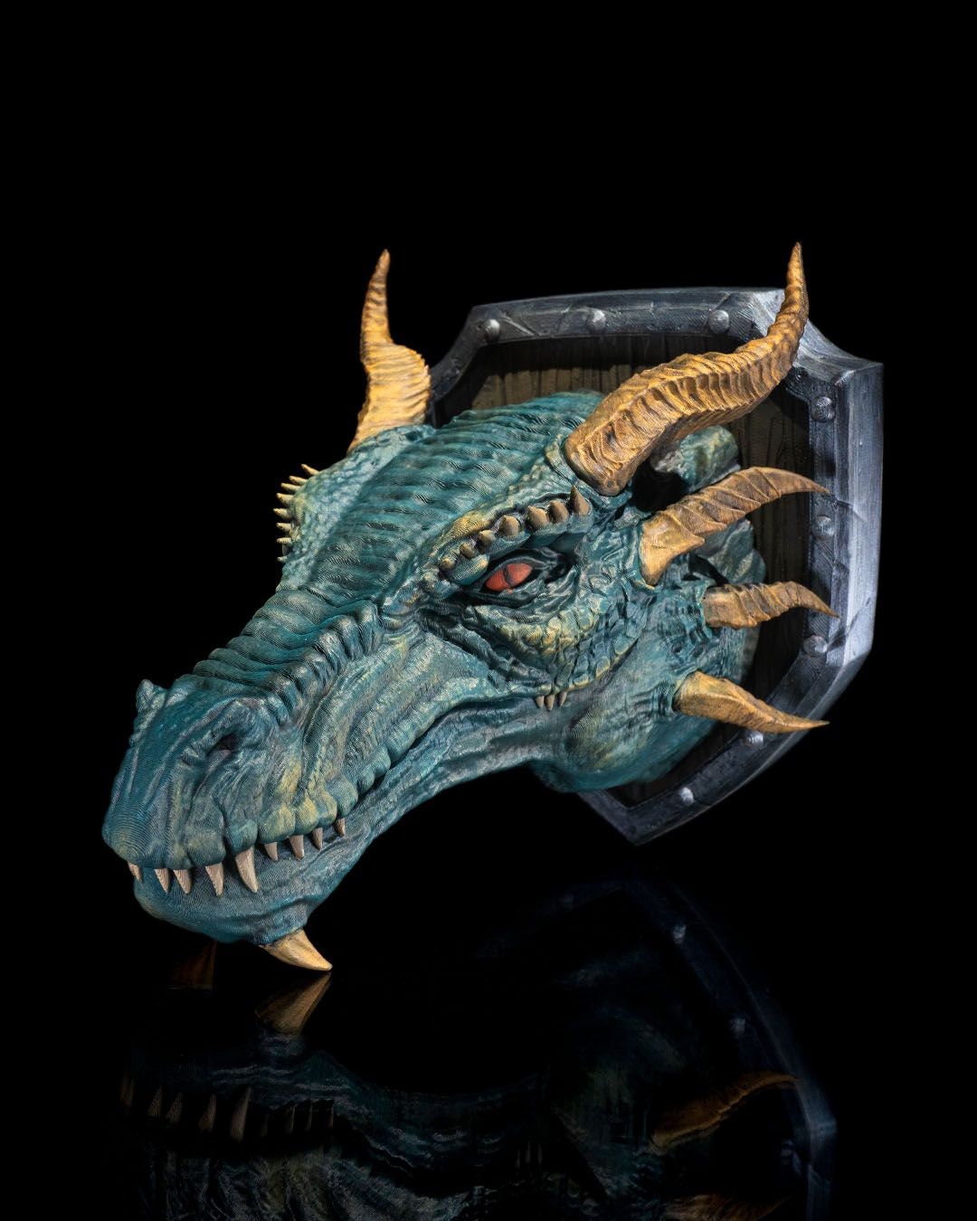 Western Dragon Head Trophy Wall Mount- 3D Printed, Ready to Paint
