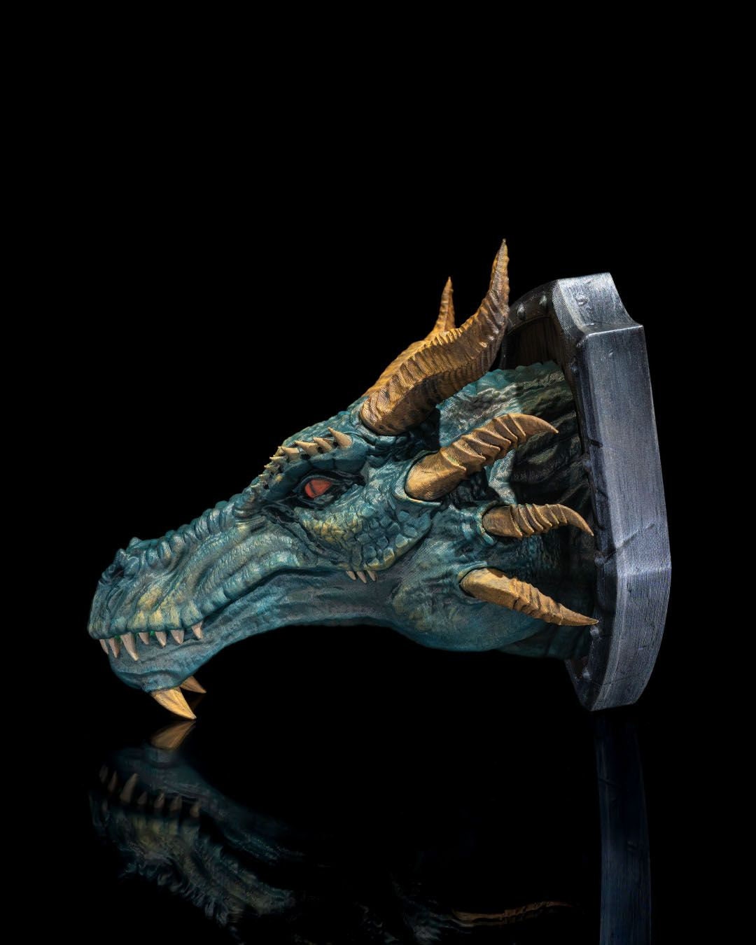 Western Dragon Head Trophy Wall Mount- 3D Printed, Ready to Paint
