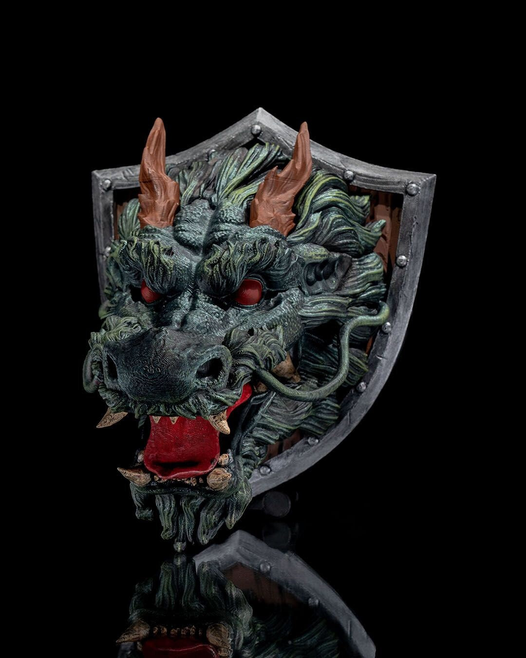 Chinese Dragon Head Trophy - Exquisite 3D Printed Fantasy Decor - Ready to Paint