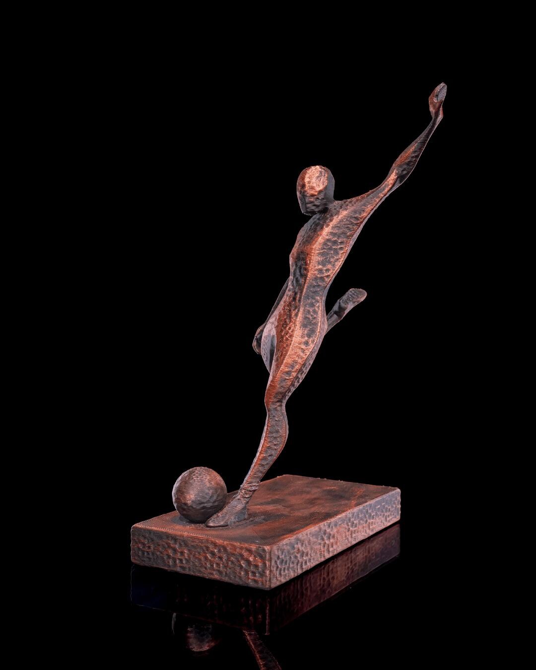 3D Printed Olympic Football (Soccer) Sculpture - Dynamic Player Statue