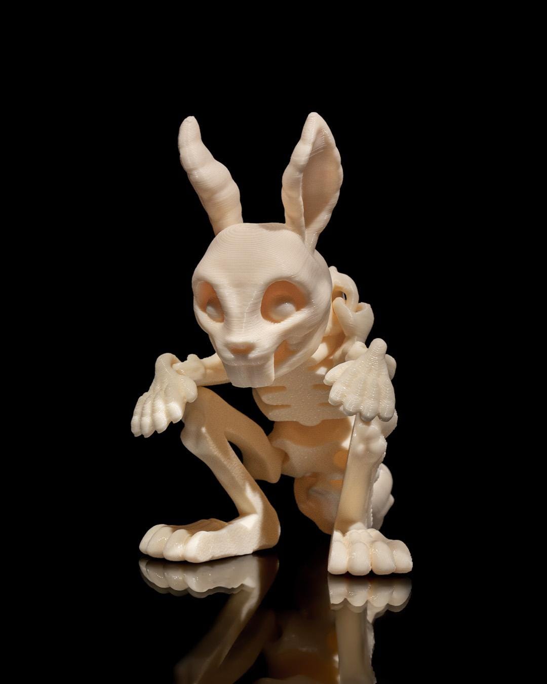 Halloween Skeleton Rabbit Figurine - Spooky Articulated Pet Collectible