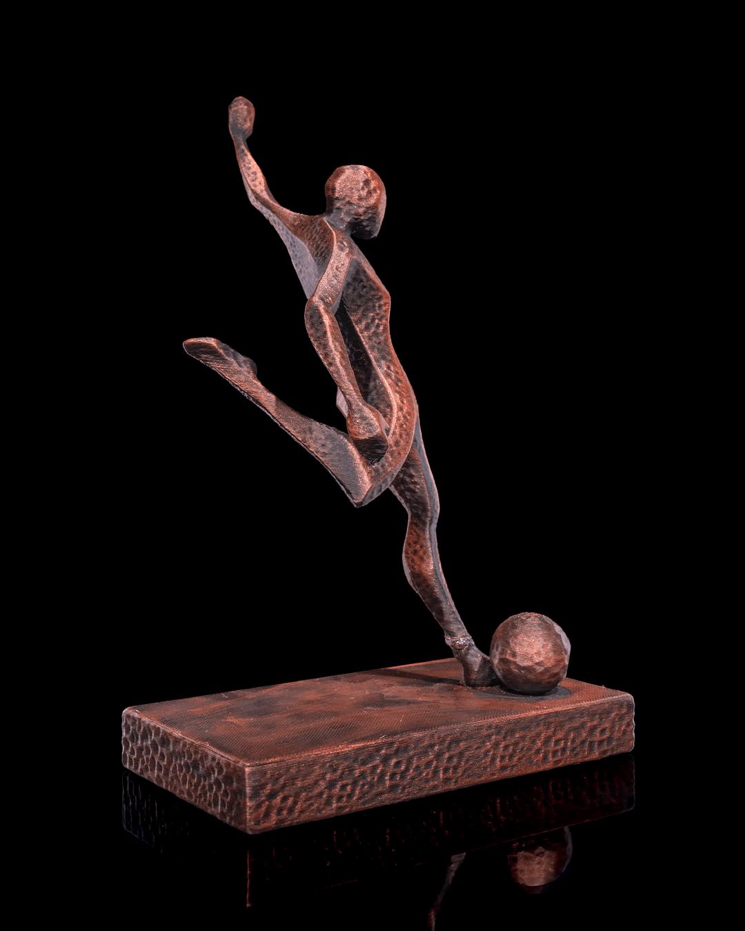 3D Printed Olympic Football (Soccer) Sculpture - Dynamic Player Statue