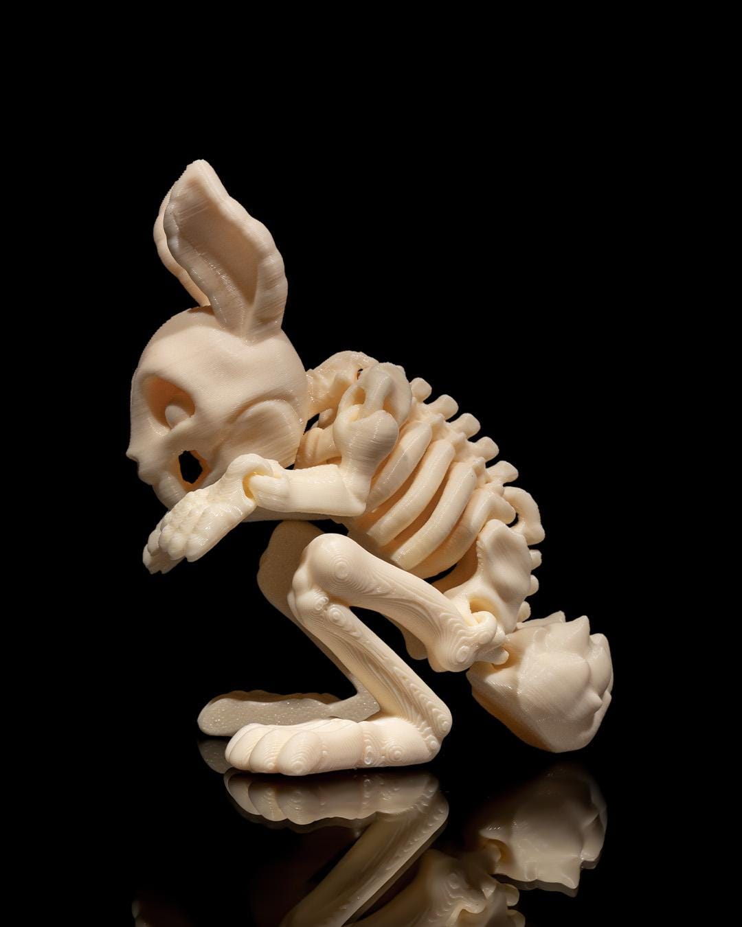 Halloween Skeleton Rabbit Figurine - Spooky Articulated Pet Collectible