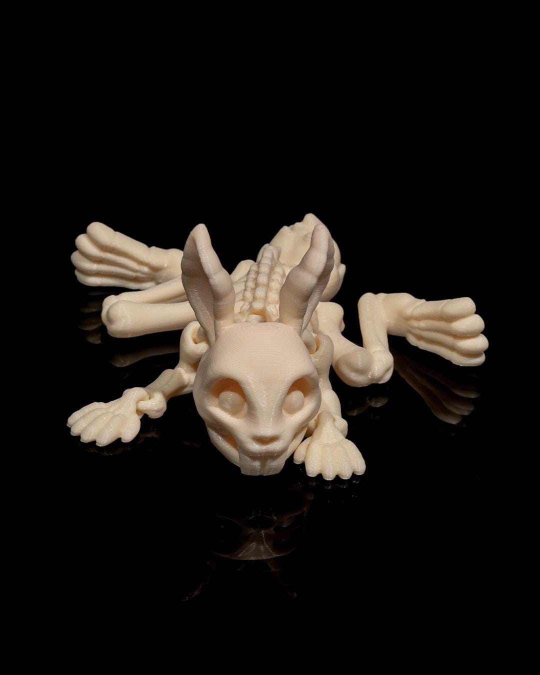Halloween Skeleton Rabbit Figurine - Spooky Articulated Pet Collectible