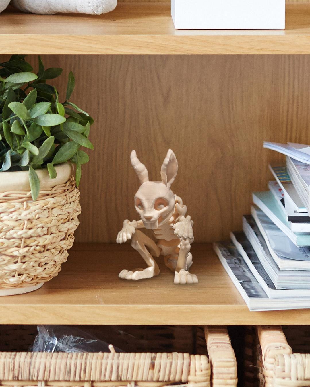 Halloween Skeleton Rabbit Figurine - Spooky Articulated Pet Collectible