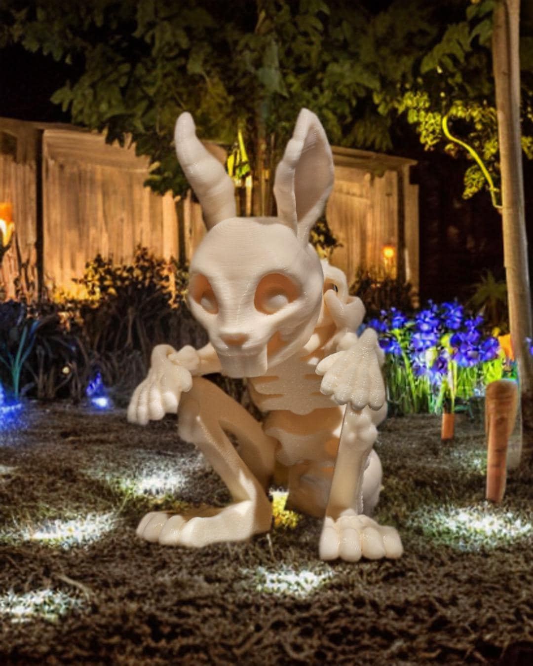 Halloween Skeleton Rabbit Figurine - Spooky Articulated Pet Collectible