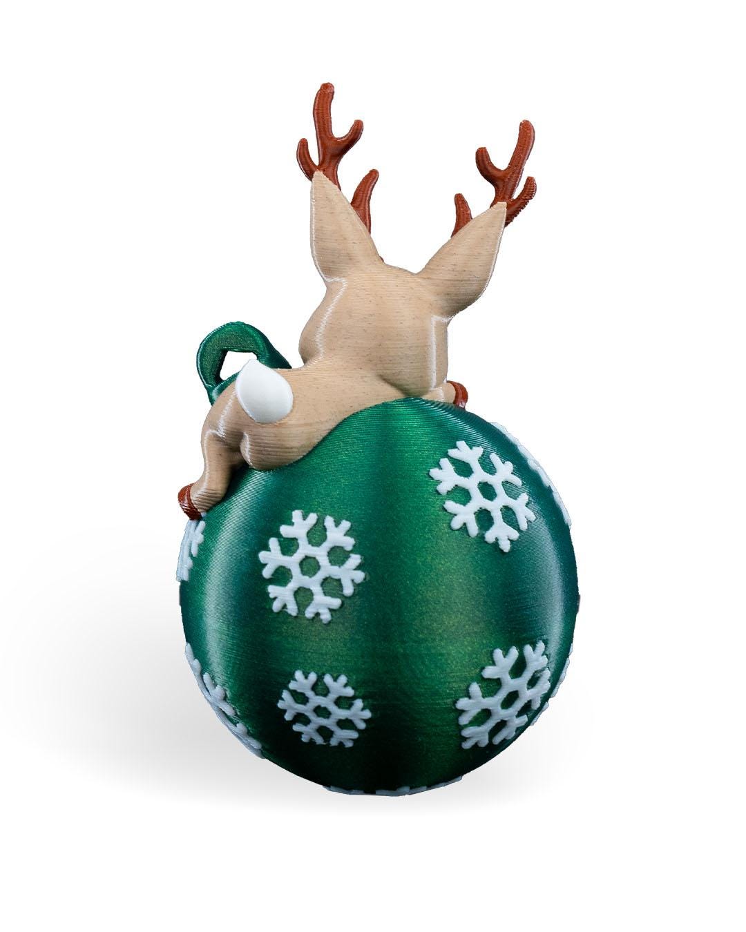 Lying Reindeer Christmas Ornament - Festive Reindeer Decoration - Holiday Tree Decor