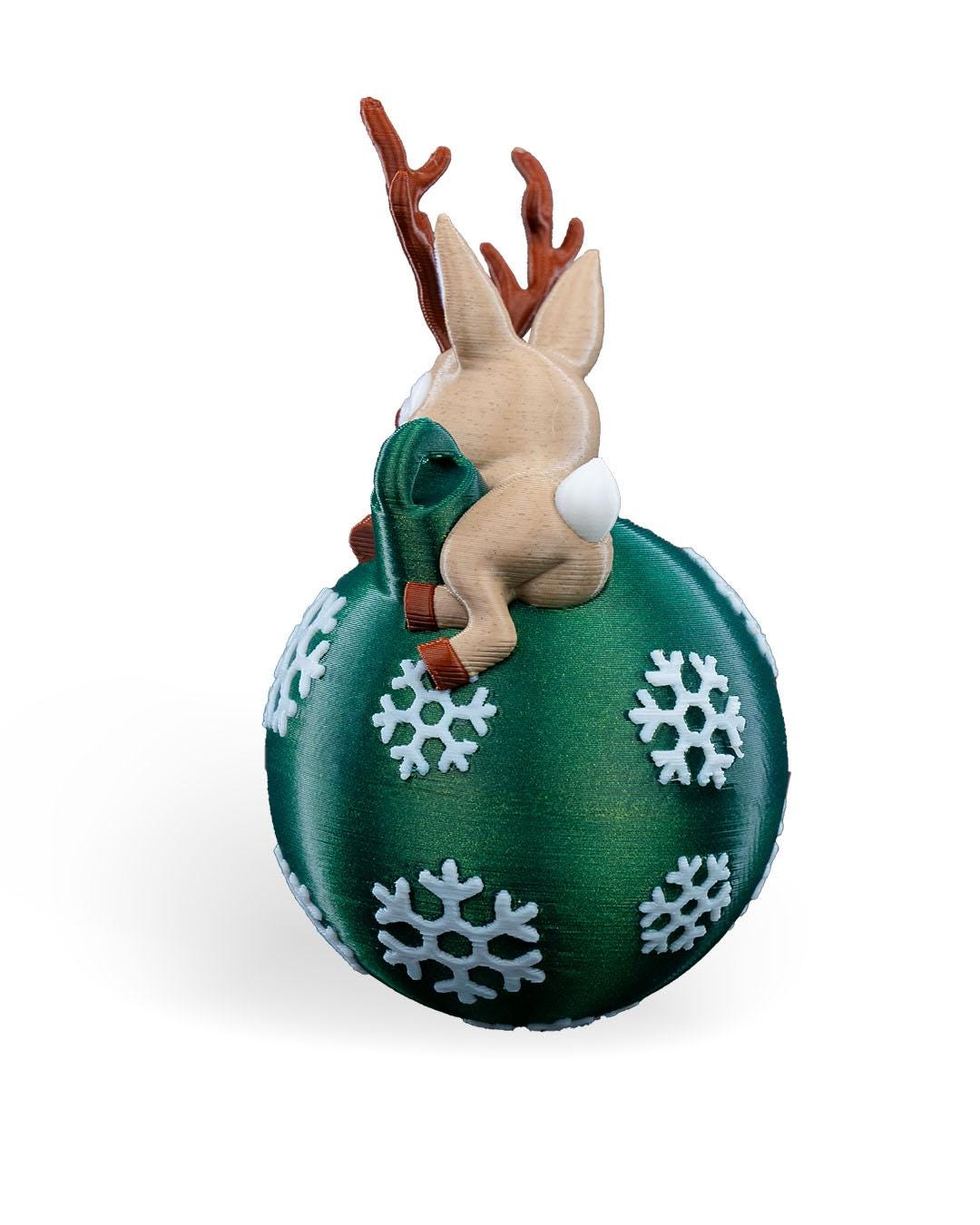 Lying Reindeer Christmas Ornament - Festive Reindeer Decoration - Holiday Tree Decor