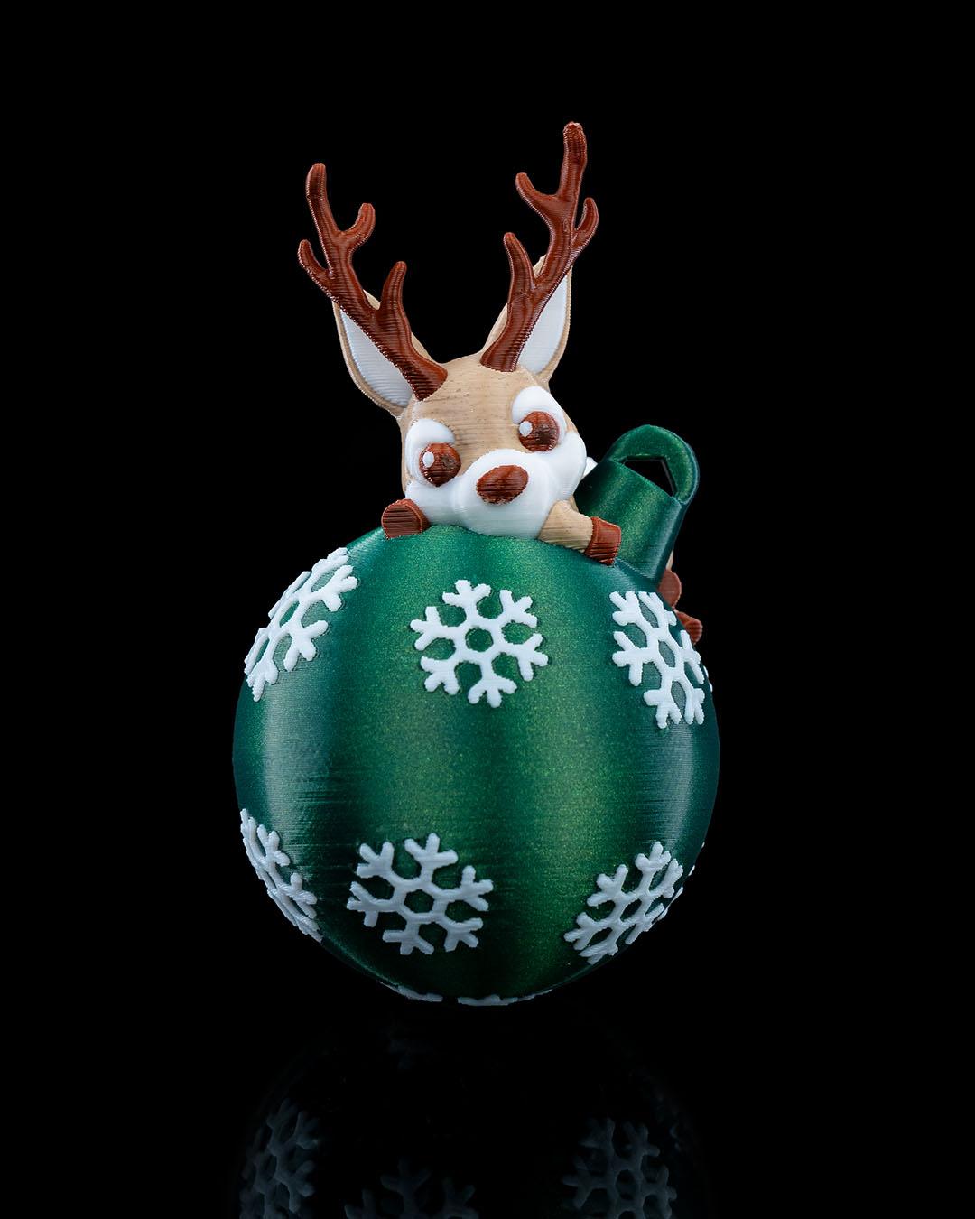 Lying Reindeer Christmas Ornament - Festive Reindeer Decoration - Holiday Tree Decor