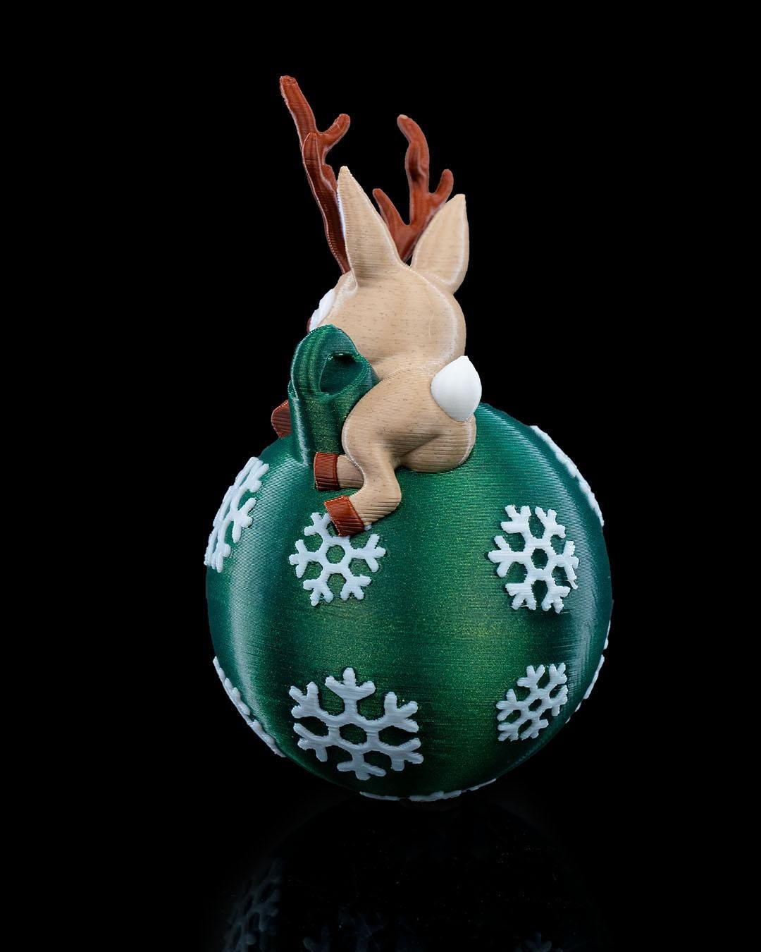 Lying Reindeer Christmas Ornament - Festive Reindeer Decoration - Holiday Tree Decor