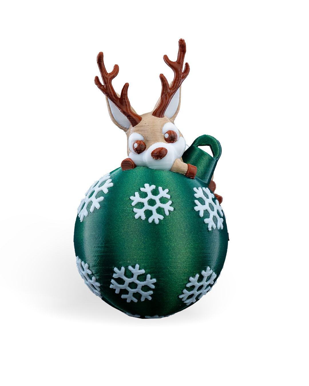 Lying Reindeer Christmas Ornament - Festive Reindeer Decoration - Holiday Tree Decor