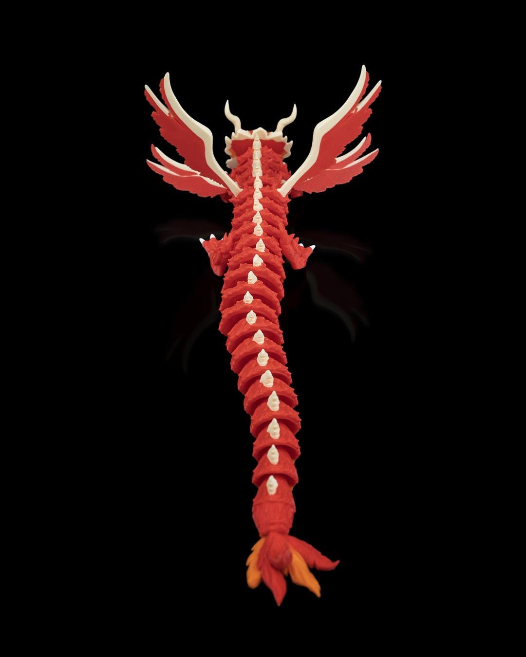 Articulated Red 3D Printed Dragon: Poseable Fantasy Creature Toy