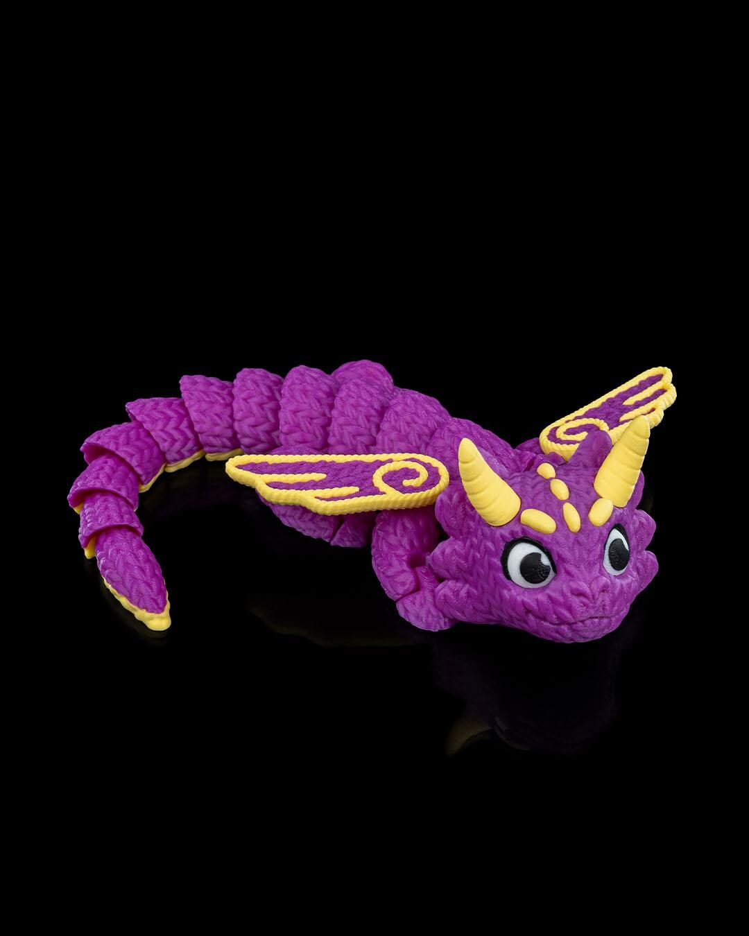 Knitted Purple Dragon: Flexible Fantasy Creature Toy