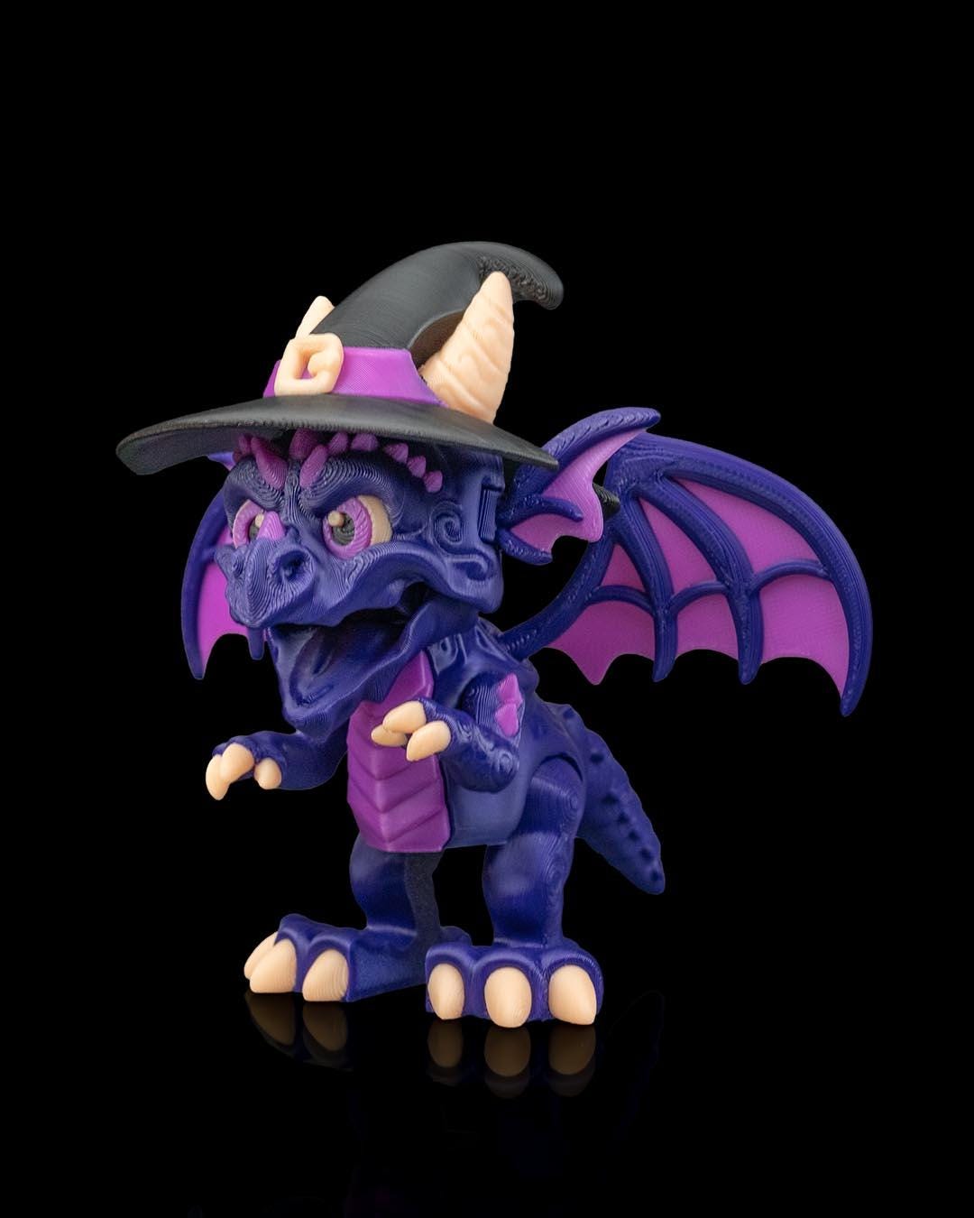 Witch Dragon Figurine, Creepy Cute 3D Printed Fantasy Statue, Gothic Desk Decor, Dragon Lover Gift Idea