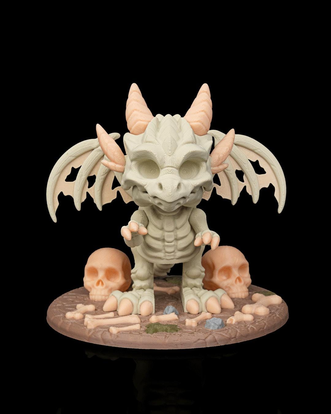 Undead Dragon Figurine, Creepy Cute 3D Printed Collectible, Gothic Shelf Decor, Gift for Dragon Lovers