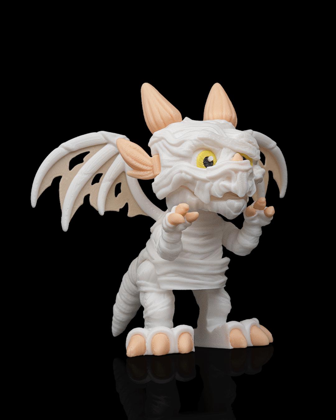 Mummy Dragon Figurine, Creepy Cute 3D Printed Fantasy Collectible, Spooky Shelf Decor, Gift for Dragon Lovers