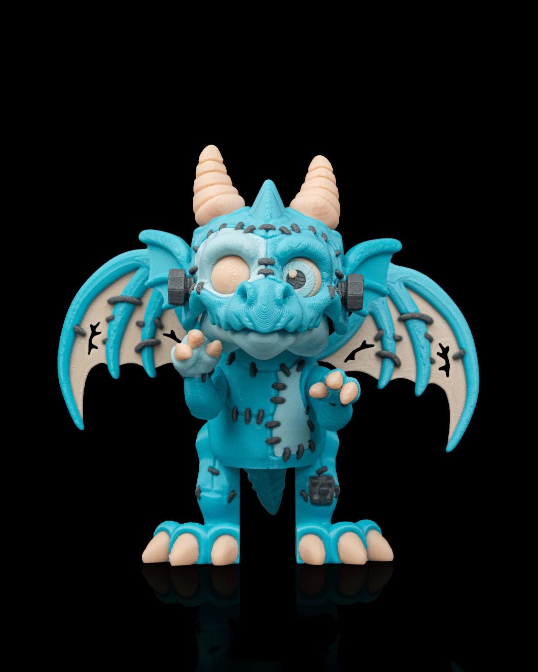 Franken Dragon Figurine, Creepy Cute 3D Printed Monster Collectible, Gothic Shelf Decor, Dragon Lover Gift