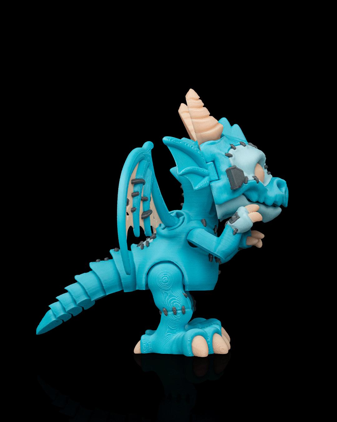 Franken Dragon Figurine, Creepy Cute 3D Printed Monster Collectible, Gothic Shelf Decor, Dragon Lover Gift
