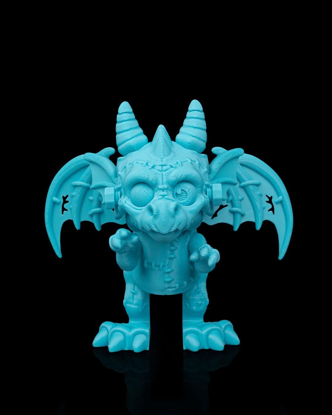 Franken Dragon Figurine, Creepy Cute 3D Printed Monster Collectible, Gothic Shelf Decor, Dragon Lover Gift