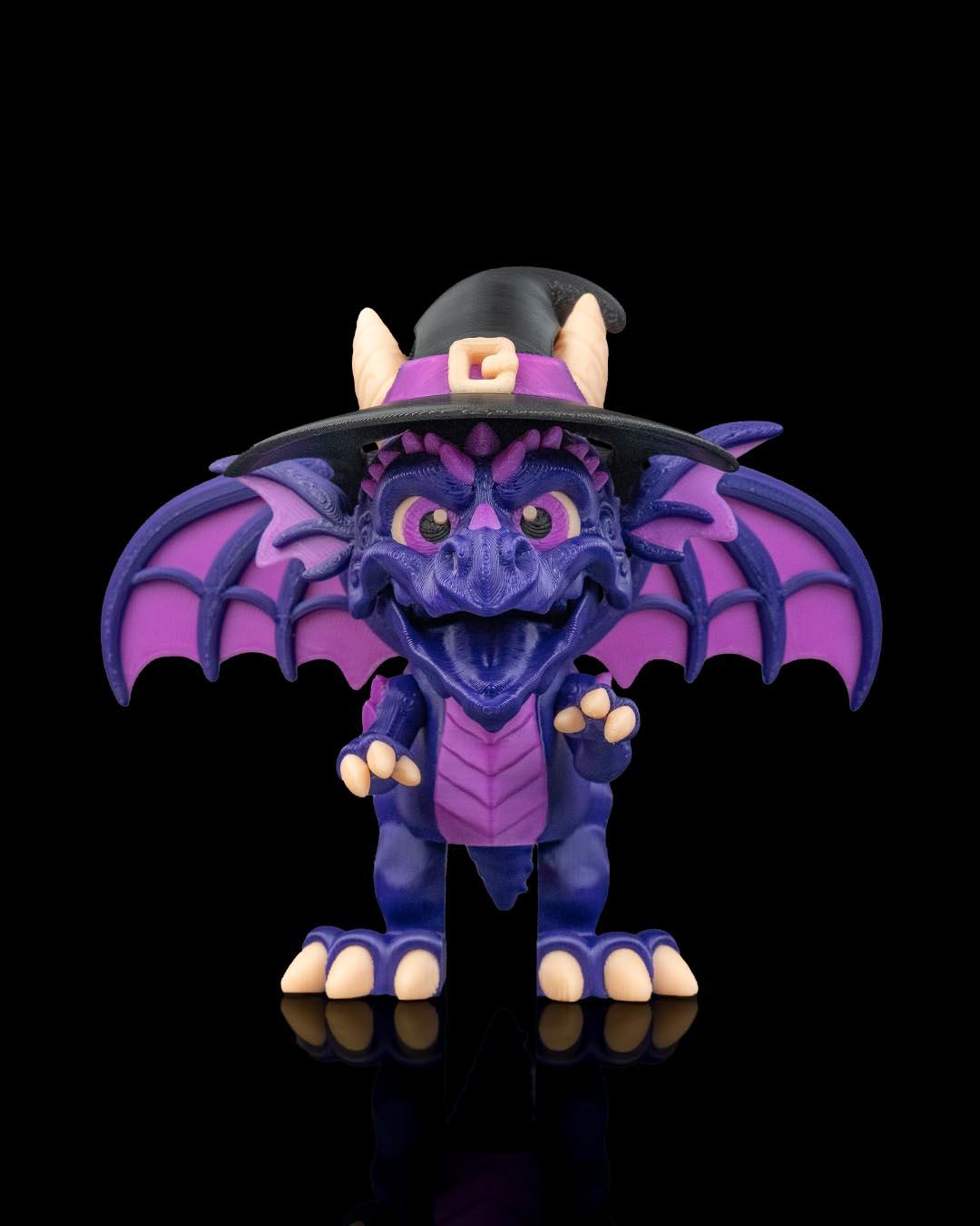 Witch Dragon Figurine, Creepy Cute 3D Printed Fantasy Statue, Gothic Desk Decor, Dragon Lover Gift Idea